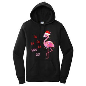 Fa La La Mingo Christmas Flamingo Tree Lights Santa Flamingo Women's Pullover Hoodie