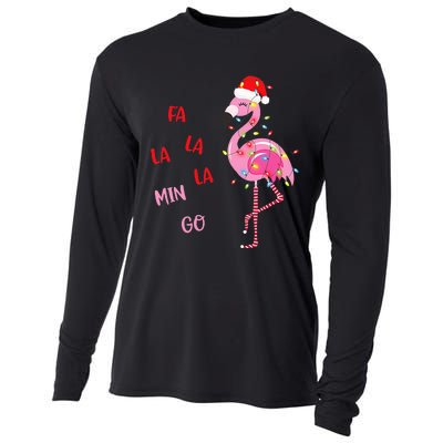 Fa La La Mingo Christmas Flamingo Tree Lights Santa Flamingo Cooling Performance Long Sleeve Crew