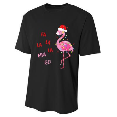 Fa La La Mingo Christmas Flamingo Tree Lights Santa Flamingo Performance Sprint T-Shirt