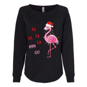 Fa La La Mingo Christmas Flamingo Tree Lights Santa Flamingo Womens California Wash Sweatshirt