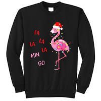 Fa La La Mingo Christmas Flamingo Tree Lights Santa Flamingo Tall Sweatshirt