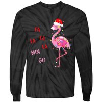 Fa La La Mingo Christmas Flamingo Tree Lights Santa Flamingo Tie-Dye Long Sleeve Shirt