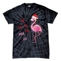 Fa La La Mingo Christmas Flamingo Tree Lights Santa Flamingo Tie-Dye T-Shirt