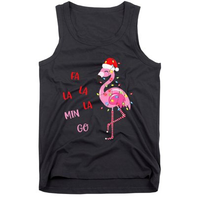 Fa La La Mingo Christmas Flamingo Tree Lights Santa Flamingo Tank Top