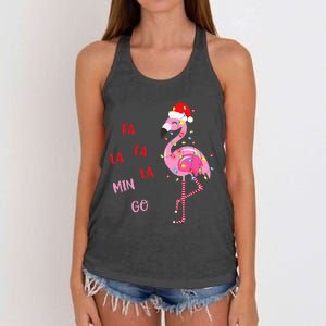 Fa La La Mingo Christmas Flamingo Tree Lights Santa Flamingo Women's Knotted Racerback Tank