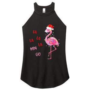 Fa La La Mingo Christmas Flamingo Tree Lights Santa Flamingo Women's Perfect Tri Rocker Tank