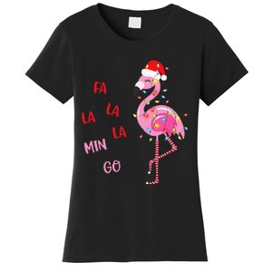 Fa La La Mingo Christmas Flamingo Tree Lights Santa Flamingo Women's T-Shirt