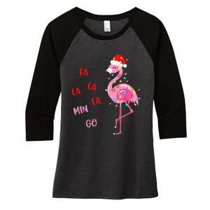 Fa La La Mingo Christmas Flamingo Tree Lights Santa Flamingo Women's Tri-Blend 3/4-Sleeve Raglan Shirt