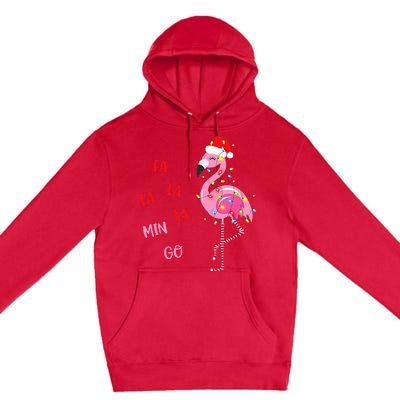 Fa La La Mingo Christmas Flamingo Tree Lights Santa Flamingo Premium Pullover Hoodie