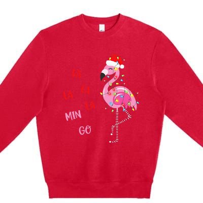 Fa La La Mingo Christmas Flamingo Tree Lights Santa Flamingo Premium Crewneck Sweatshirt