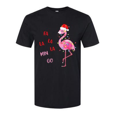 Fa La La Mingo Christmas Flamingo Tree Lights Santa Flamingo Softstyle CVC T-Shirt