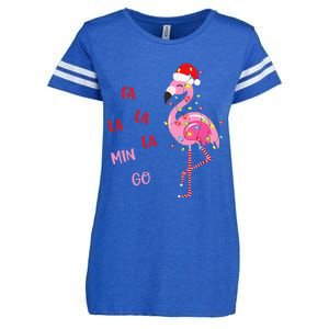 Fa La La Mingo Christmas Flamingo Tree Lights Santa Flamingo Enza Ladies Jersey Football T-Shirt