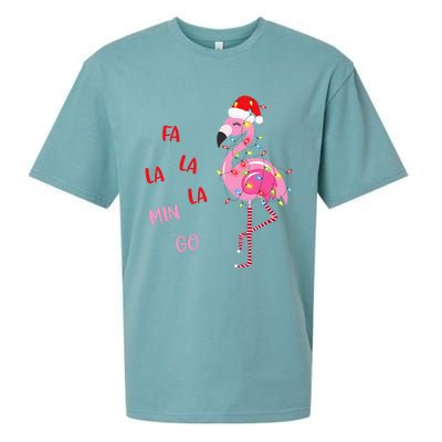 Fa La La Mingo Christmas Flamingo Tree Lights Santa Flamingo Sueded Cloud Jersey T-Shirt