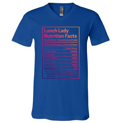 Funny Lunch Lady Nutrition Facts School Cafeteria Cooks Cool Gift V-Neck T-Shirt