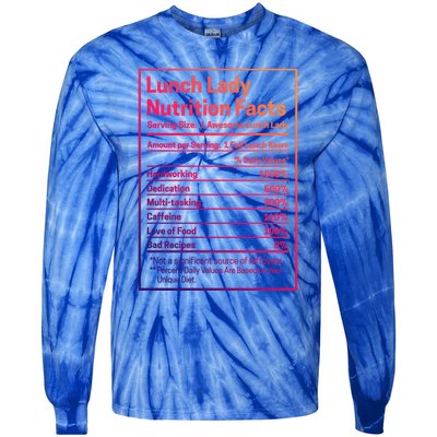 Funny Lunch Lady Nutrition Facts School Cafeteria Cooks Cool Gift Tie-Dye Long Sleeve Shirt