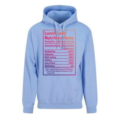 Funny Lunch Lady Nutrition Facts School Cafeteria Cooks Cool Gift Unisex Surf Hoodie