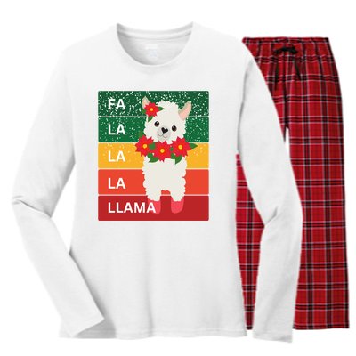 Fa La La Lama Alpaca Women's Long Sleeve Flannel Pajama Set 