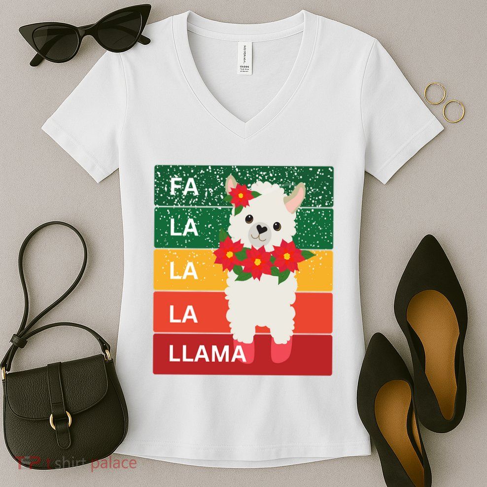 Fa La La Lama Alpaca Women's V-Neck T-Shirt