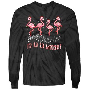 Fa La La MINGO Flamingo Christmas Candy Cane Flamingoes Tie-Dye Long Sleeve Shirt