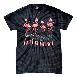 Fa La La MINGO Flamingo Christmas Candy Cane Flamingoes Tie-Dye T-Shirt