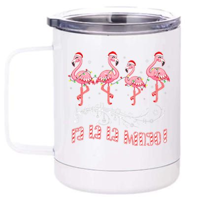 Fa La La MINGO Flamingo Christmas Candy Cane Flamingoes 12 oz Stainless Steel Tumbler Cup