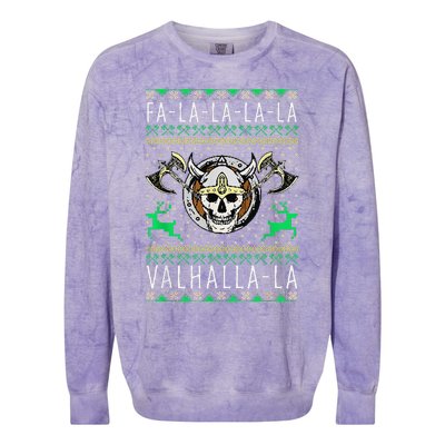 Fa La La La Valhalla La Viking God Ugly Christmas Colorblast Crewneck Sweatshirt