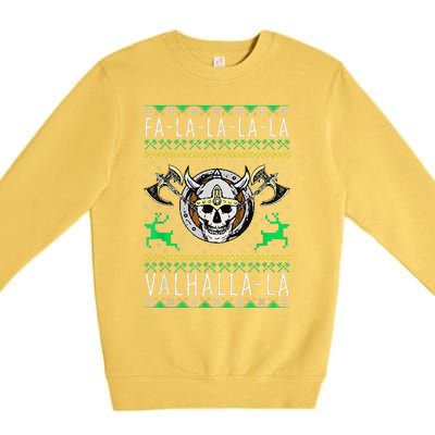 Fa La La La Valhalla La Viking God Ugly Christmas Premium Crewneck Sweatshirt