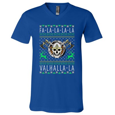 Fa La La La Valhalla La Viking God Ugly Christmas V-Neck T-Shirt