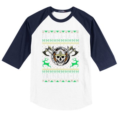 Fa La La La Valhalla La Viking God Ugly Christmas Baseball Sleeve Shirt