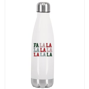 Fa La La La Mingo Flamingo Santa Pink Ugly Christmas Gift Stainless Steel Insulated Water Bottle