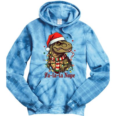 Fa La La La Nope Dinosaur Christmas Funny Holiday Tie Dye Hoodie