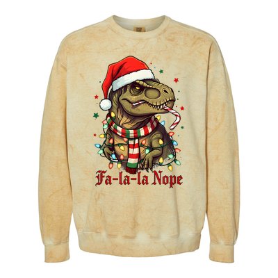 Fa La La La Nope Dinosaur Christmas Funny Holiday Colorblast Crewneck Sweatshirt