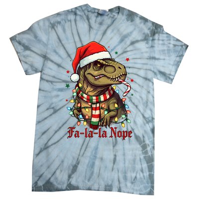 Fa La La La Nope Dinosaur Christmas Funny Holiday Tie-Dye T-Shirt