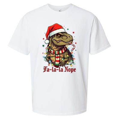 Fa La La La Nope Dinosaur Christmas Funny Holiday Sueded Cloud Jersey T-Shirt