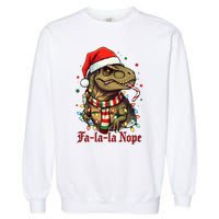 Fa La La La Nope Dinosaur Christmas Funny Holiday Garment-Dyed Sweatshirt