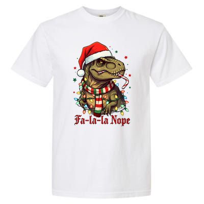 Fa La La La Nope Dinosaur Christmas Funny Holiday Garment-Dyed Heavyweight T-Shirt