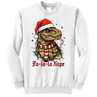 Fa La La La Nope Dinosaur Christmas Funny Holiday Sweatshirt