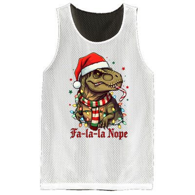 Fa La La La Nope Dinosaur Christmas Funny Holiday Mesh Reversible Basketball Jersey Tank