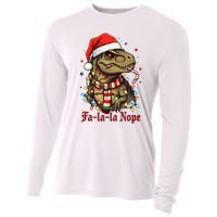 Fa La La La Nope Dinosaur Christmas Funny Holiday Cooling Performance Long Sleeve Crew