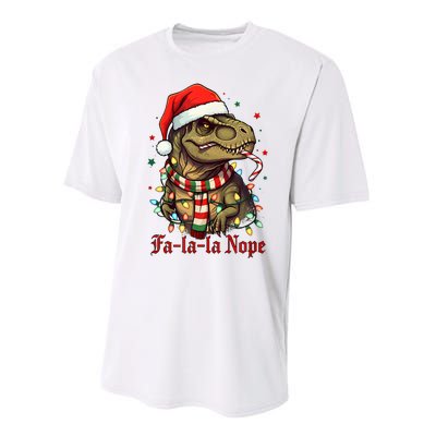 Fa La La La Nope Dinosaur Christmas Funny Holiday Performance Sprint T-Shirt