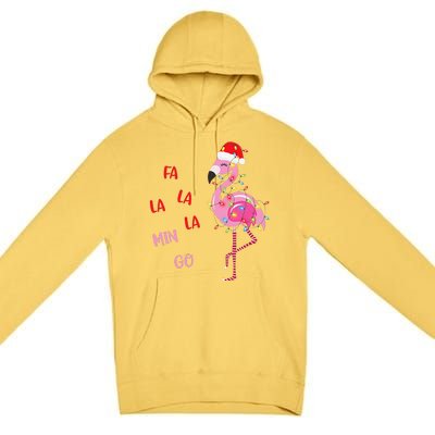 Fa La La Mingo Christmas Flamingo Tree Lights Santa Flamingo Premium Pullover Hoodie