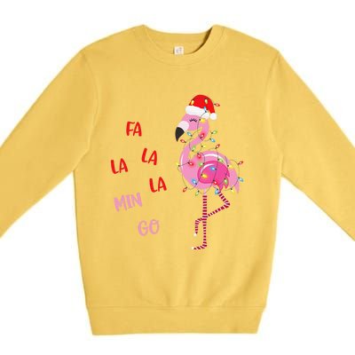 Fa La La Mingo Christmas Flamingo Tree Lights Santa Flamingo Premium Crewneck Sweatshirt