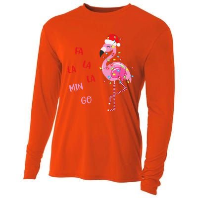 Fa La La Mingo Christmas Flamingo Tree Lights Santa Flamingo Cooling Performance Long Sleeve Crew