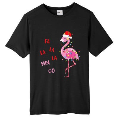 Fa La La Mingo Christmas Flamingo Tree Lights Santa Flamingo Tall Fusion ChromaSoft Performance T-Shirt