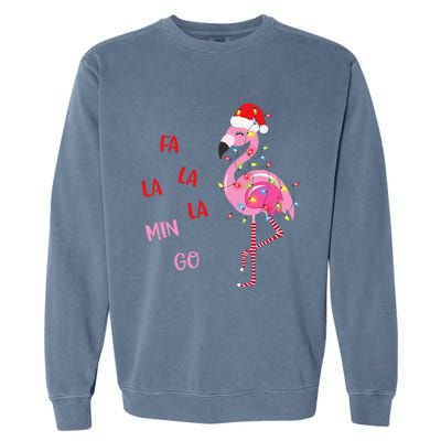 Fa La La Mingo Christmas Flamingo Tree Lights Santa Flamingo Garment-Dyed Sweatshirt