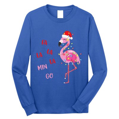 Fa La La Mingo Christmas Flamingo Tree Lights Santa Flamingo Long Sleeve Shirt