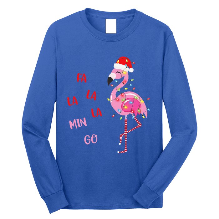 Fa La La Mingo Christmas Flamingo Tree Lights Santa Flamingo Long Sleeve Shirt