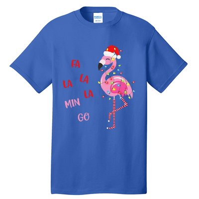 Fa La La Mingo Christmas Flamingo Tree Lights Santa Flamingo Tall T-Shirt