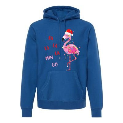 Fa La La Mingo Christmas Flamingo Tree Lights Santa Flamingo Premium Hoodie