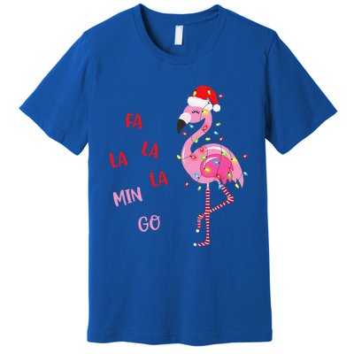 Fa La La Mingo Christmas Flamingo Tree Lights Santa Flamingo Premium T-Shirt